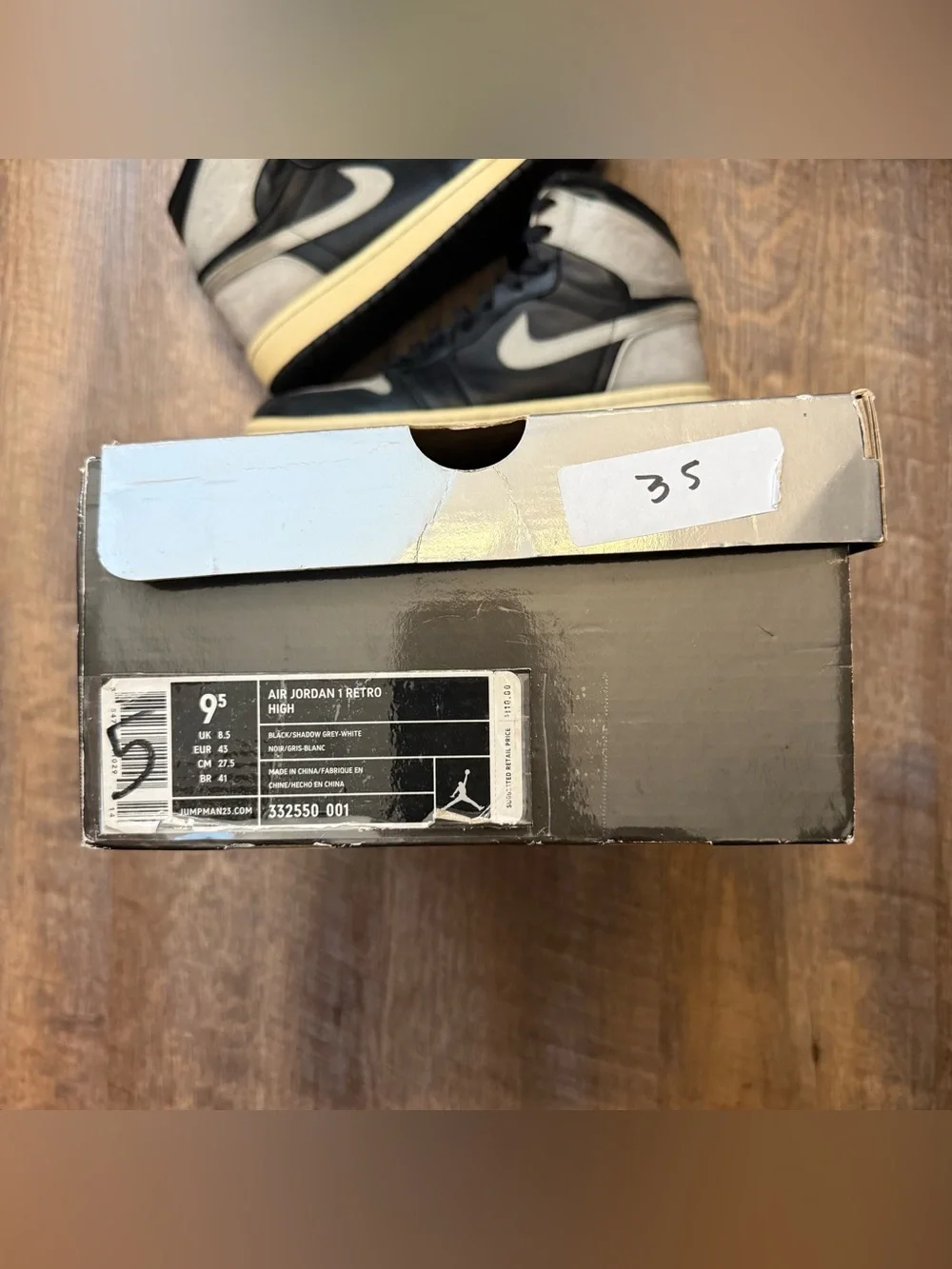 Nike Air Jordan 1 Retro Shadow 2009 Grey Black Men’s Size 9.5 Sneakers Shoes